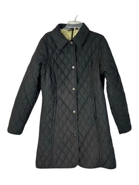 John Partridge England Womens BlackKnee Length Quilted Coat